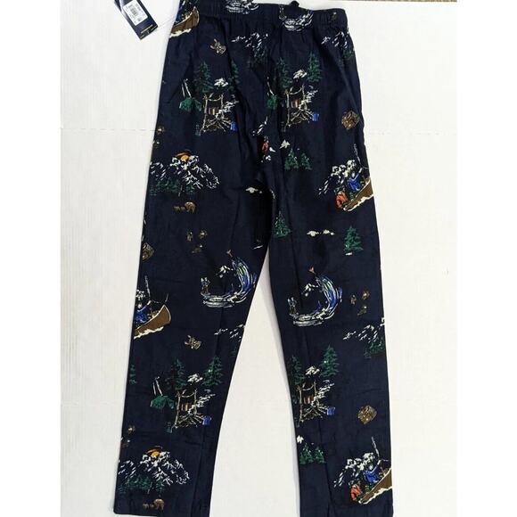 Polo Ralph Lauren Lounge Pants Mens Small Blue Flannel Fishing Pattern Pajamas - Picture 2 of 10